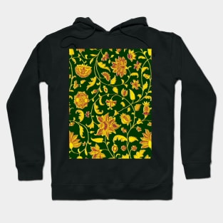 GREEN GOLD YELLOW GREEN POMEGRANATES ,POMEGRANATE FLOWERS, LEAVES Oriental Floral Swirls Hoodie